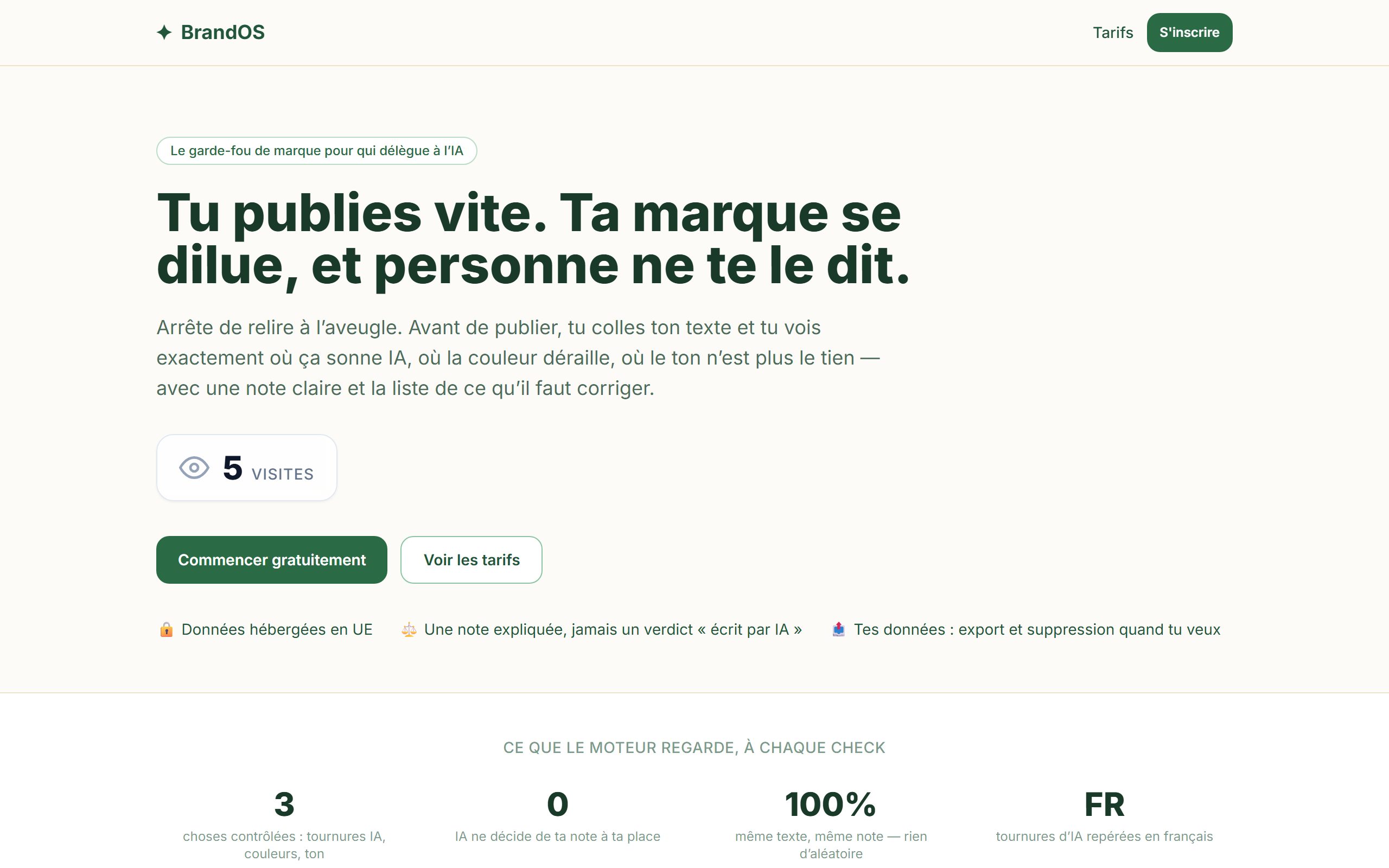 Aperçu de l’interface de BrandOS