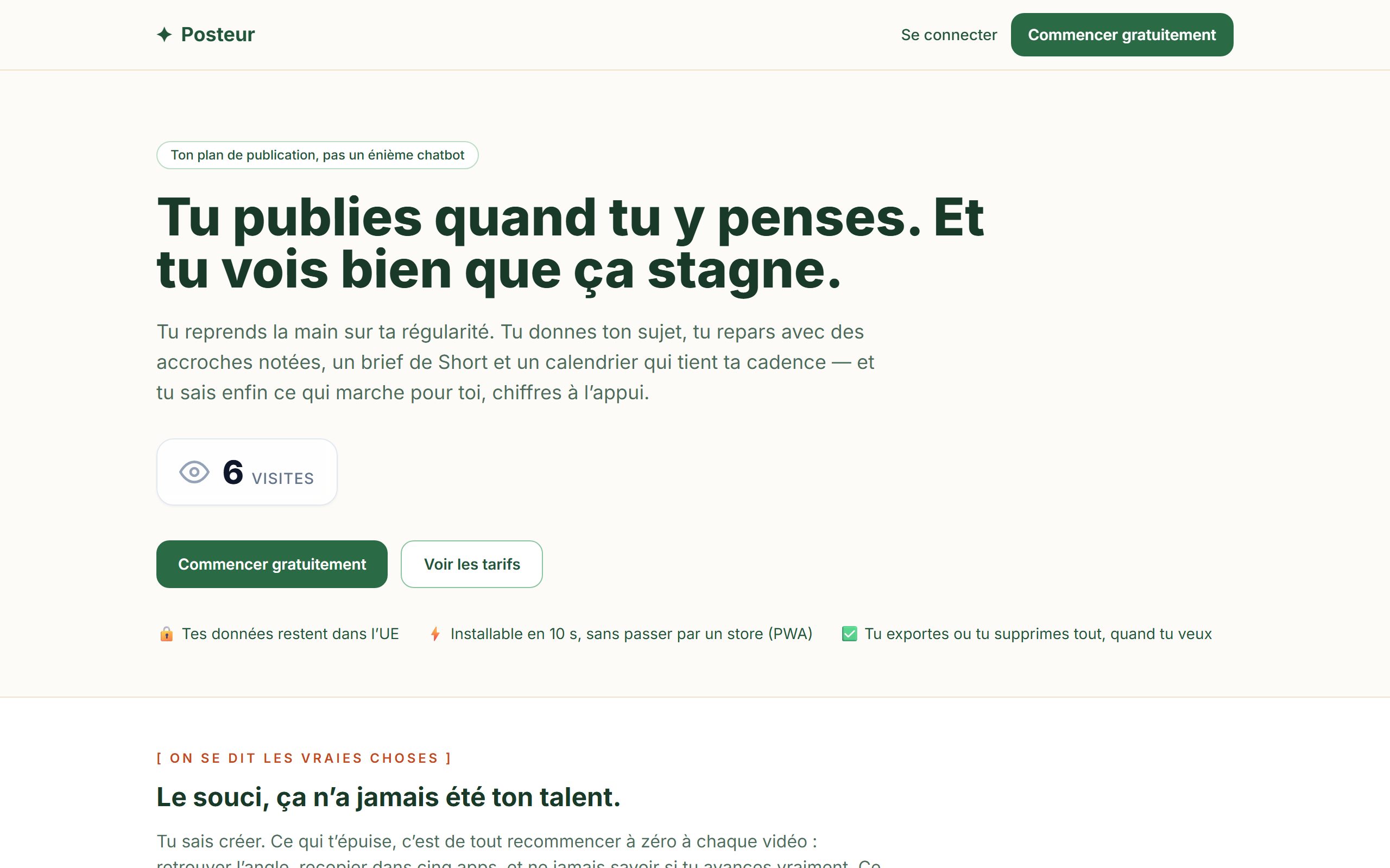Aperçu de l’interface de Posteur